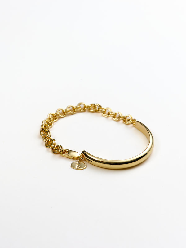 Noah Solid & Link Bracelet in 14k recycled gold vermeil