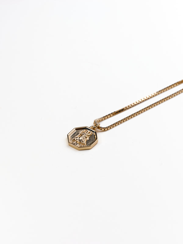 St. Christopher Octagon Necklace in 14k recycled gold vermeil