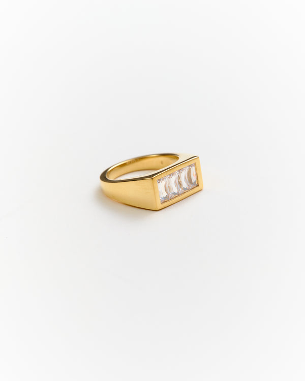 Charlie Rectangle Signet Ring in 14k recycled gold vermeil