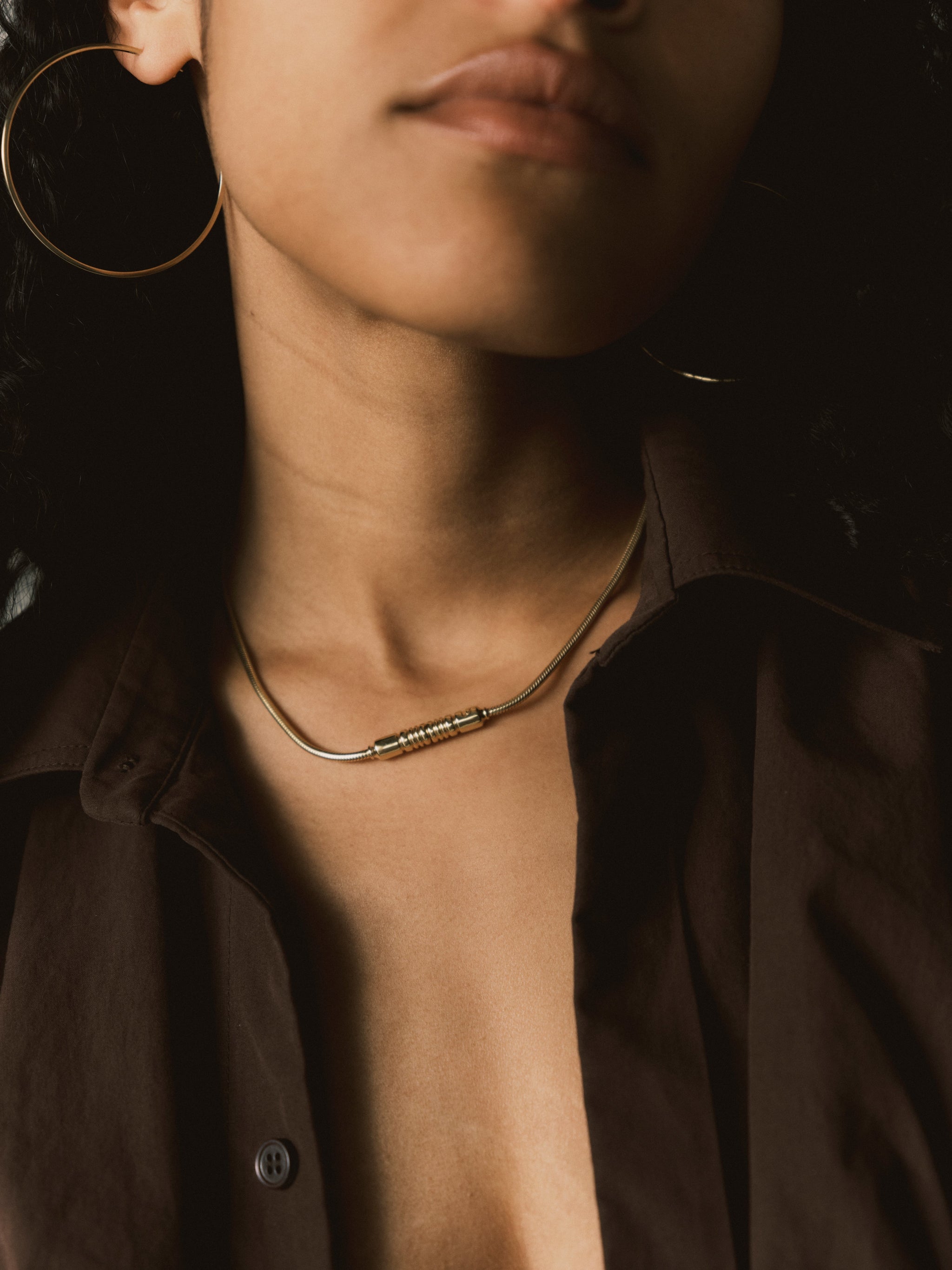 Maddie Large Thin single hoop in 14K recycled gold vermeil, view 2
